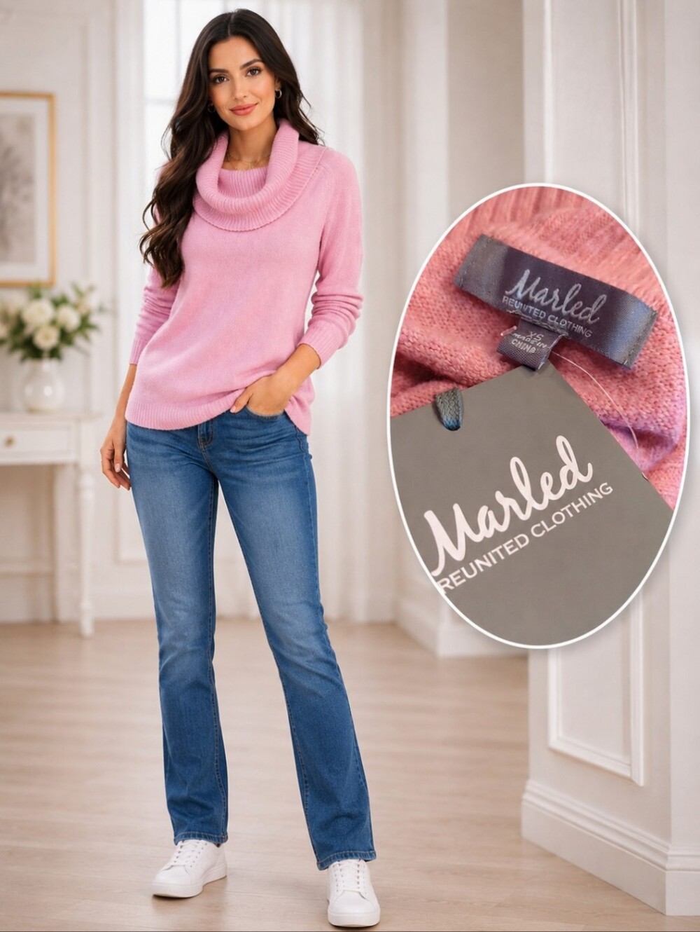 New buttery Soft Pink Cowl Neck Cozy Casual Feminine Pretty Sweater NWT Sz XS